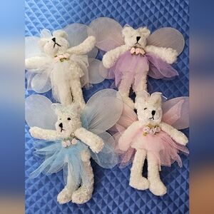 Vintage Miniature 6" Stuffed Teddy Bears dressed in Tutu wings bow